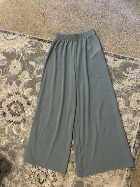 Zara Wide Leg Elastic Waist Pants - blue grey